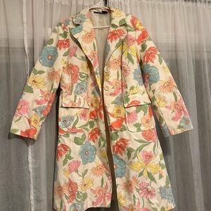 Willi Smith Multicolor Floral Trench Coat